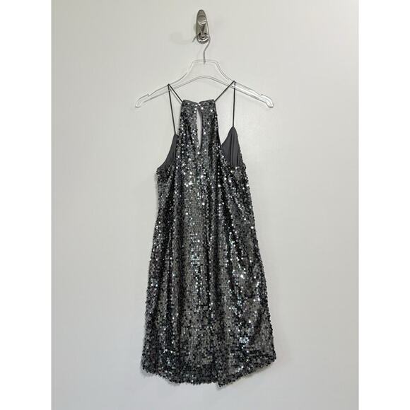 Express Sequined Mini Dress in Silver Small Small - Picture 3 of 5